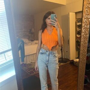 Zara Orange Knit Tank Top